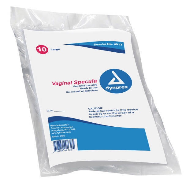 4913 Dynarex Vaginal Specula Disposable Large 10/10/CA