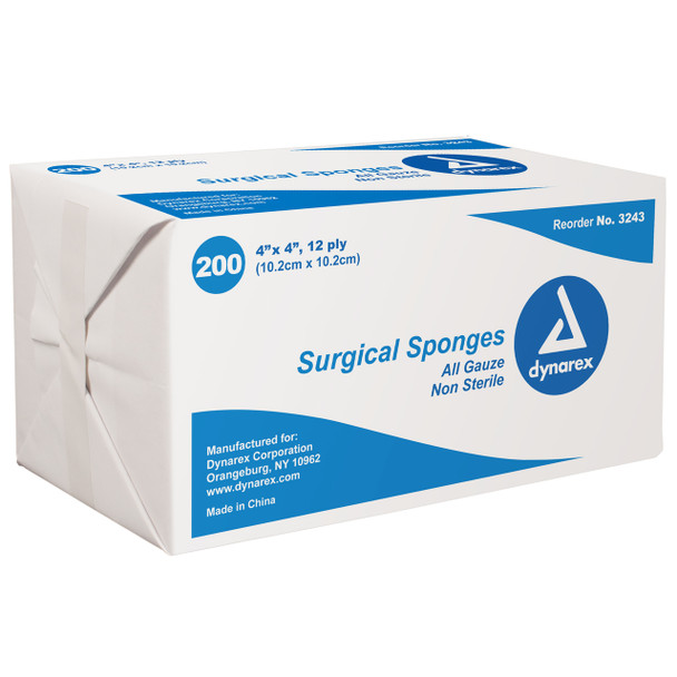 3243 Dynarex Gauze Sponge N/S 4X4 12 Ply 10/200 2M/CA