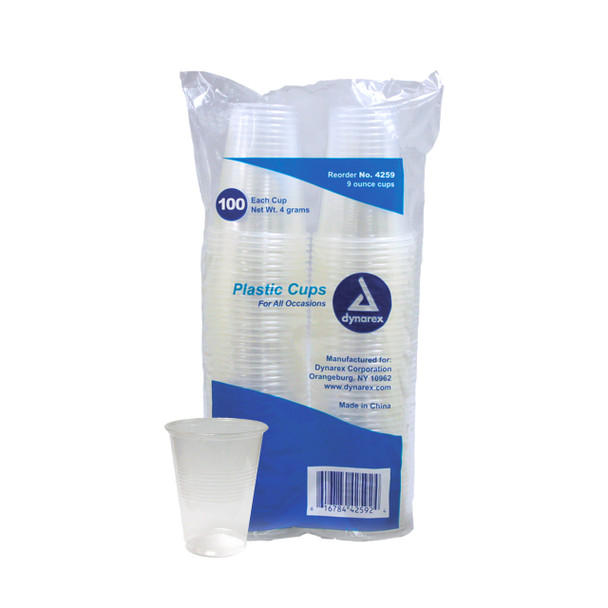 Dynarex Plastic Drinking Cups 9 oz 25/100/CA