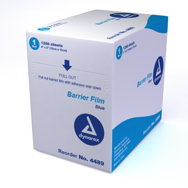 4489 Dynarex Dental Barrier Film 4In X 6In Blue 1200 Sh/Box 8/CA