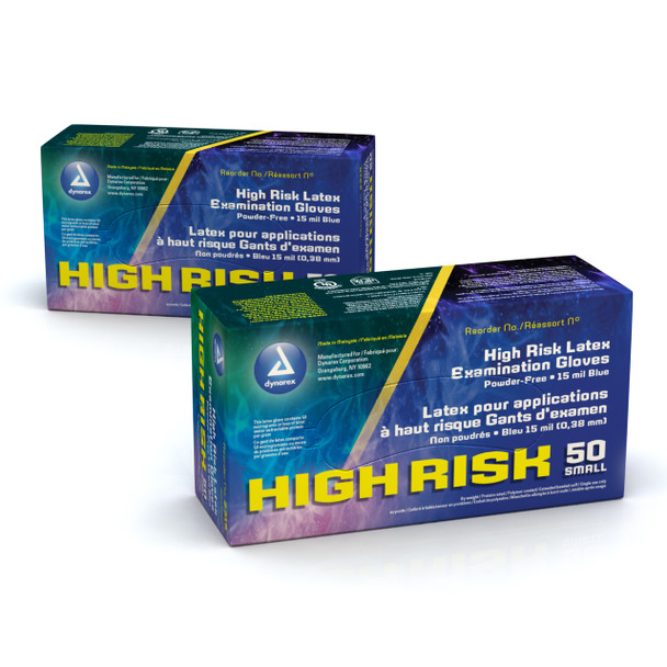 2315 Dynarex High Risk Latex Exam Glove P/F SM 15Mil 10/50/CA