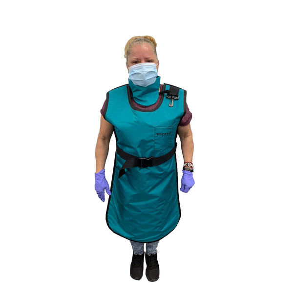 63073TC-TB-14 Wolf X-ray Protective Coat Apron, Small, Lead, Free, with Thyroid Collar, 0.5mm, 22" x 37", Teal