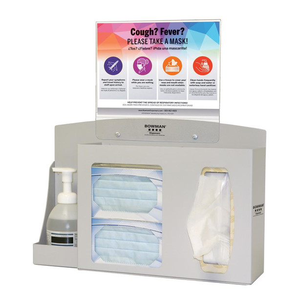 BD202-0012 Bowman Manufacturing Company, Inc. Respiratory Hygiene Bundle Station 202, Includes: Respiratory Hygiene Station RS001-0512 and Sign Holder MP-075