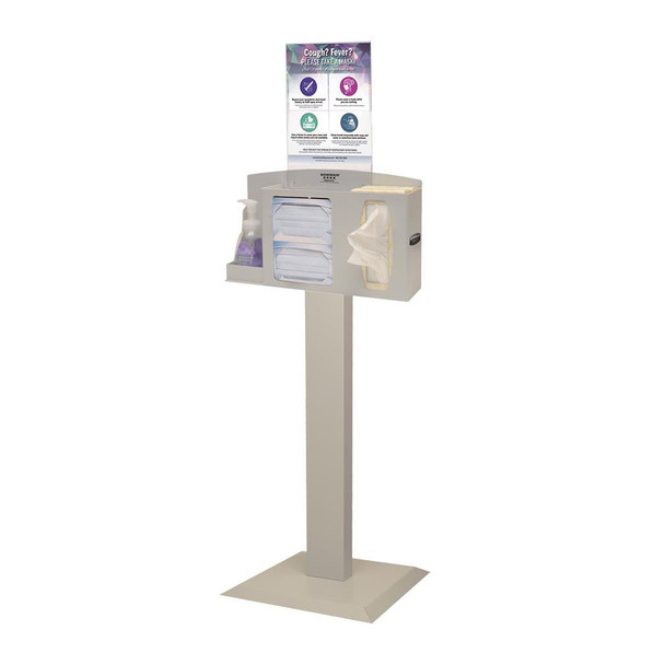 BD111-0012 Bowman Manufacturing Company, Inc. Kit Includes: (1) Respiratory Hygiene Station (RS001-0212), (1) Floor Stand (KS010-0412), and (1) Vertical Sign Holder, 8.5 in.  x 11 in.  (MP-070)
