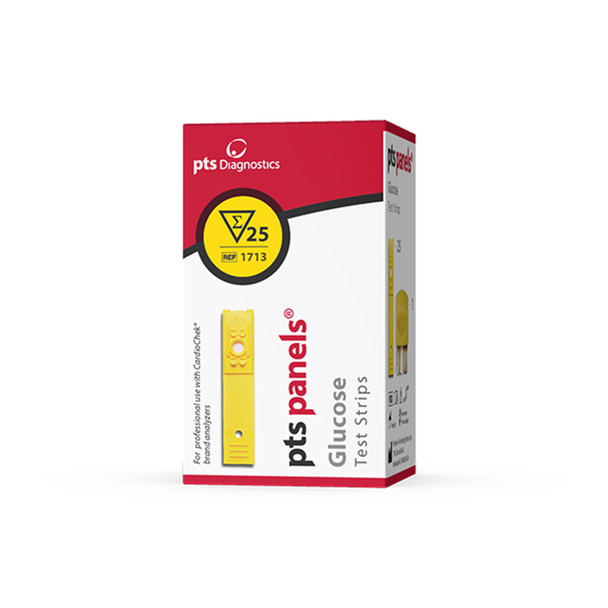 PTS Diagnostics DIAGNOSTICS CARDIOCHEK™ 1713 Glucose Test Strips, CLIA Waived, 25/bx (Distributor Agreement Required - See Manufacturer Details Page) (Minimum Expiry Lead is 60 days) (Not Available For Sale into Canada) , box