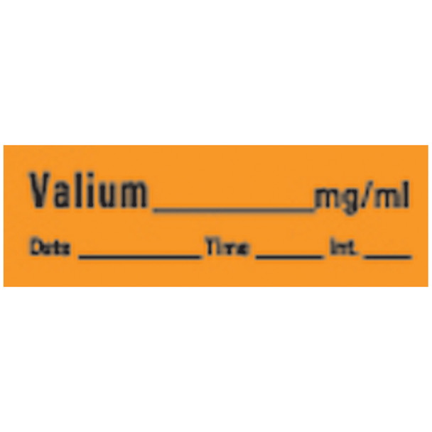 Precision Dynamics AN-101 Valium Syringe Labels, Orange, 500\in./rl , roll