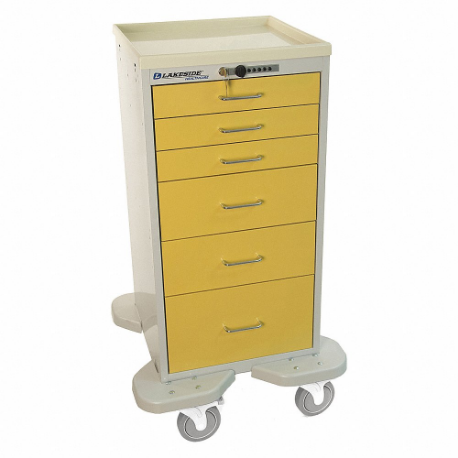 ST-630-B-2Y Lakeside Mfg. Mini Tower, 6 Drawer, Drawer Configuration: (3) 3 in. , (2) 6 in. , (1) 9 in. , Breakaway Lock, 43 3/4 in. H x 24 3/4 in. D x 24 1/2 in. W, Two Tone Yellow