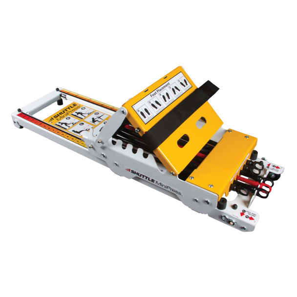 Shuttle Systems 4100 MiniPress Device with Adjustable Footplace with Horizontal to 75° Angle, Polyurethane Roller Wheels, Distance Indicator Strips, Self-Retracting Securing Cords & 5 Elasticords (090282) , each