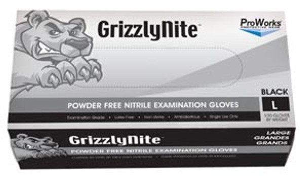 GL-N105FL Hospeco Nitrile Exam Powder Free Glove, Black,  Large, 100/bx, 10bx/cs