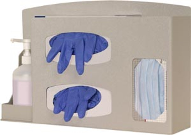 FD-068 Bowman Manufacturing Company, Inc. Infection Prevention Organizer, Holds Two Boxes of Gloves, One Box of Face Masks, (1) Hand Sanitizer Bottle, Optional Floor Stand KS010-0412 or KS201-0029 (sold separately), Keyholes For Wall Mounting, Sits o