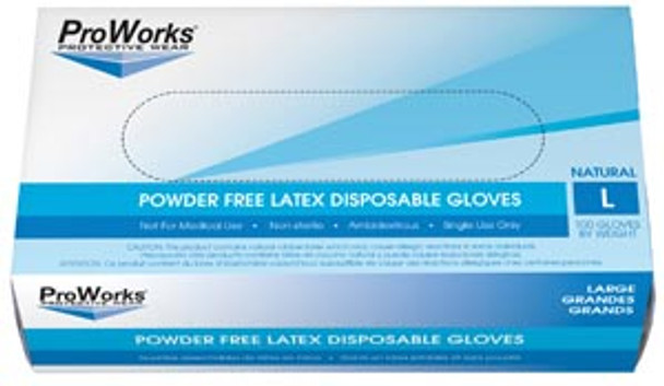GL-L105FL Hospeco Latex Glove, Powder-Free, Large, 100/bx, 10bx/cs