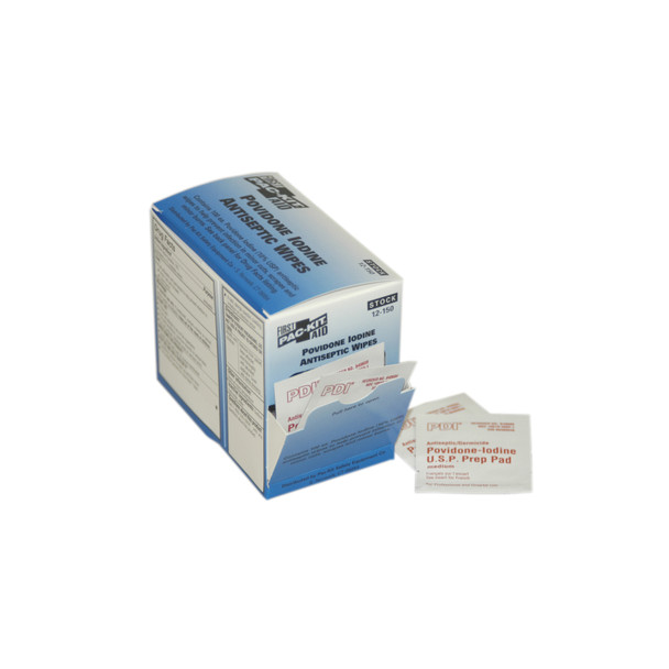 First Aid Only/Acme United Corporation 12-150 PVP Iodine Wipes, 100/bx (DROP SHIP ONLY - $150 Minimum Order) , box