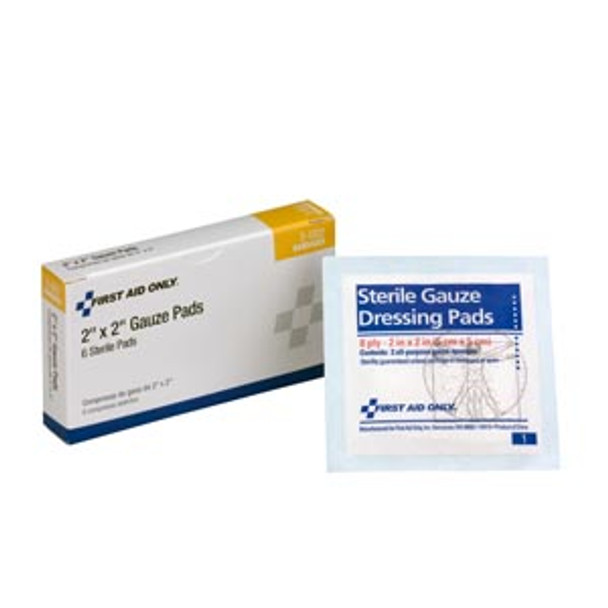 First Aid Only/Acme United Corporation 3-002 Sterile Gauze Pads, 2in.x2in., 6/bx (DROP SHIP ONLY - $150 Minimum Order) , box