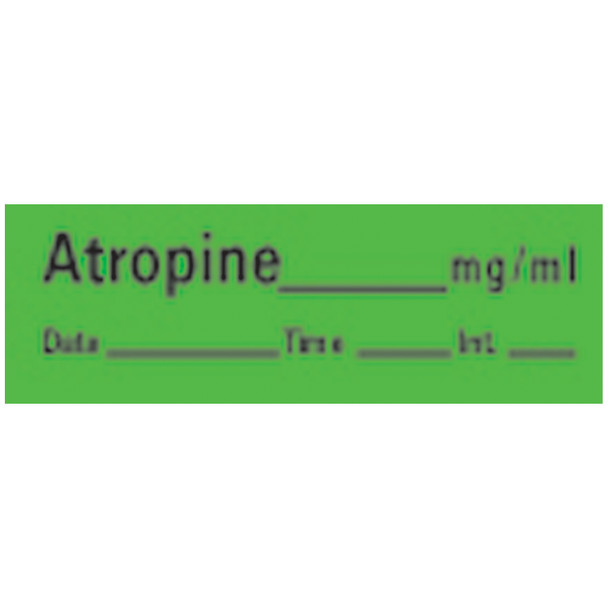 Precision Dynamics (formerly PDC Timemed) AN-1 Atropine Syringe Labels, Green, 500in./rl , roll