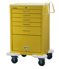 C-630-PB-1Y Lakeside Mfg. Cart, 6 Drawer, 9 in.  Panel, Drawer Configuration: (5) 3 in. , (1) 6 in. , Breakaway Lock, 46 1/4 in. H x 25 in. D x 32 in. W, Solid Yellow