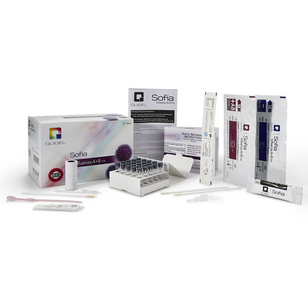 Quidel Corporation 20218 Influenza A+B Kit, 25 tst/kt (Continental US Only - including Alaska & Hawaii) (Short-Dated; Non-Returnable) , kit