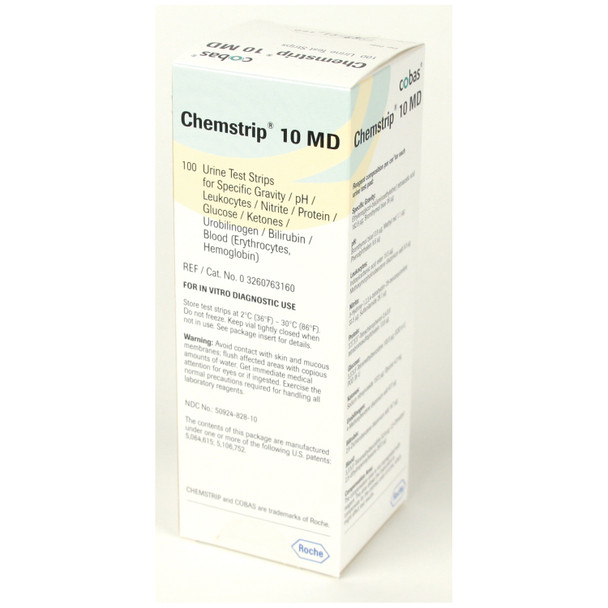 Roche Diagnostics Corp. CHEMSTRIP® 03260763160 Chemstrip 10 MD Urine Test Strips, CLIA Waived, 100/vial (Continental US Only) , each