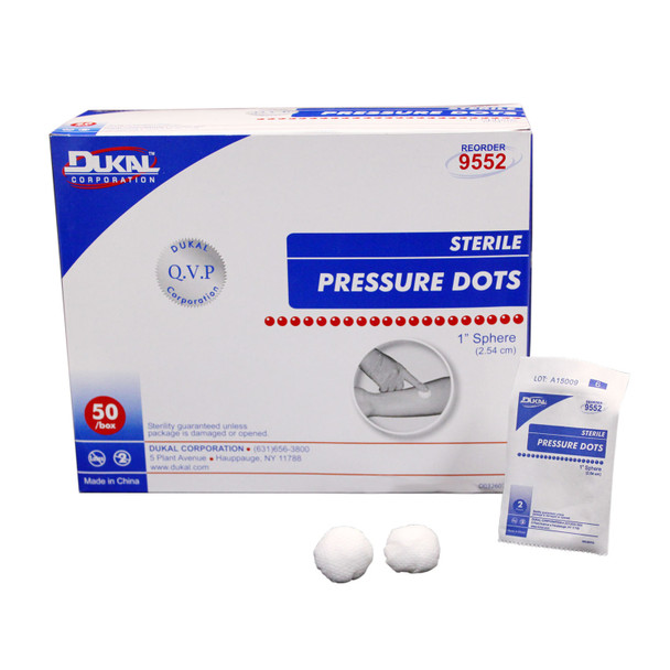 Dukal Corporation 9552 Pressure Dots, 1in., Sterile, 2/pk, 50 pk/bx, 10 bx/cs (36 cs/plt) , case