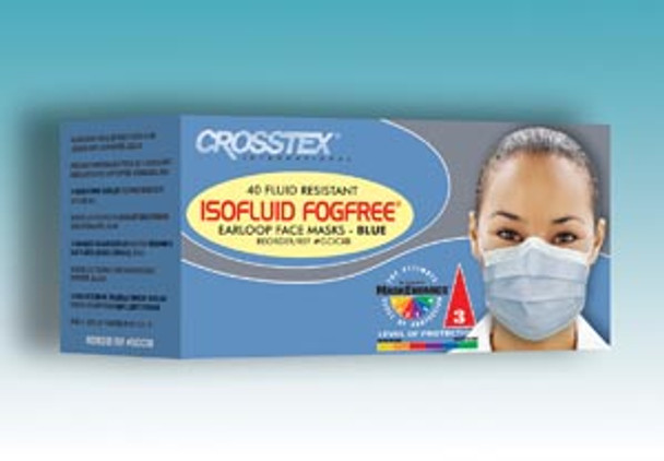 Crosstex International ISOFLUID FOGFREE® GCICXB ASTM Level 1 Mask, Latex Free (LF), Blue, 40/bx, 10 bx/ctn , carton