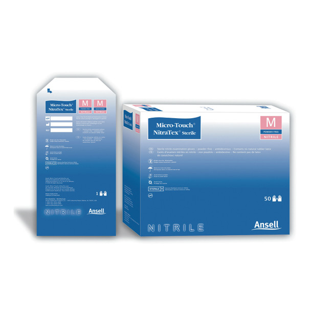 Ansell MICRO-TOUCH® NITRATEX® 6034153 Exam Gloves, Sterile, Large, Pairs, 50 pr/bx, 4 bx/cs (US Only) , case