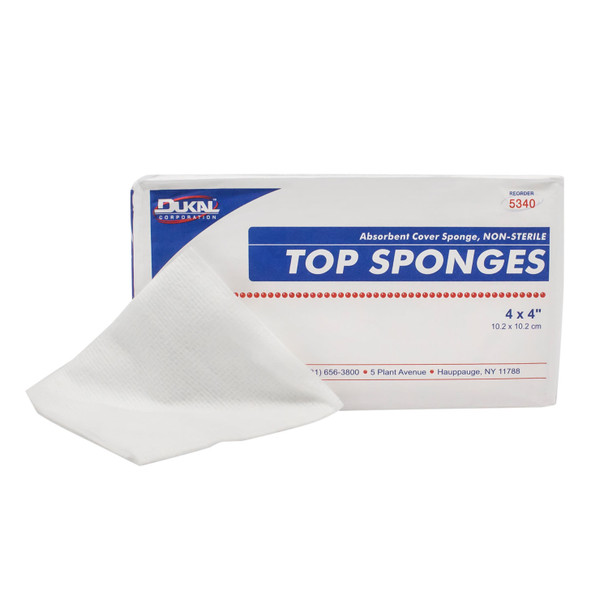 Dukal Corporation 5340 Top Sponge, 4in. x 4in., 8-Ply, Non-Woven, Non-Sterile, 100/bg, 20 bg/cs , case