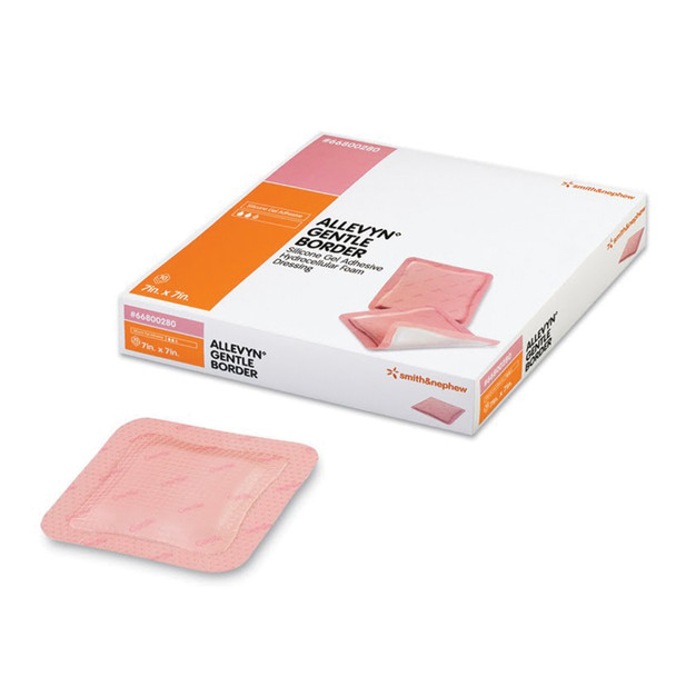 Smith & Nephew, Inc. & NEPHEW ALLEVYN™ 66800280 Dressing, 7in. x 7in., Gel Adhesive Hydrocellular Foam with Border, 10/bx, 4 bx/cs (US Only) (Item is Short-Dated; Non-Returnable) , case