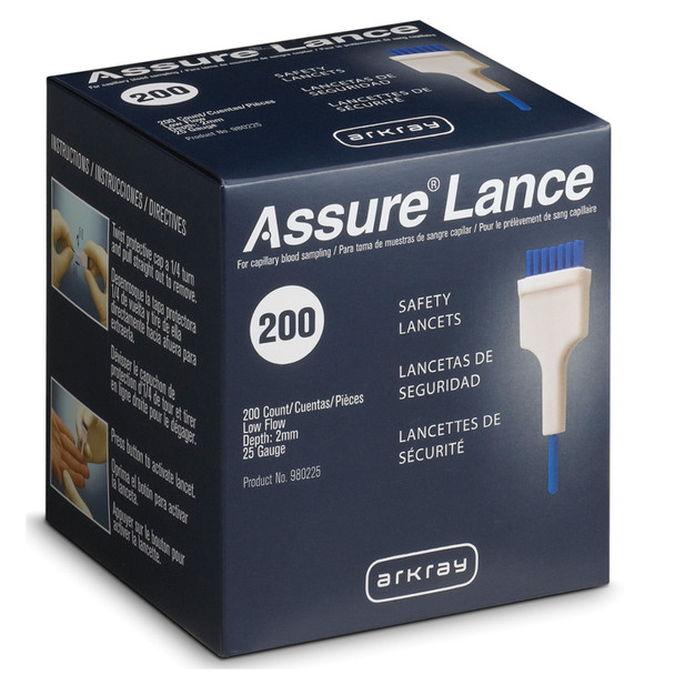 Arkray USA, Inc. ASSURE® 980225 Low Flow 25G Lancets x 2mm, 200/bx (US Only) , box