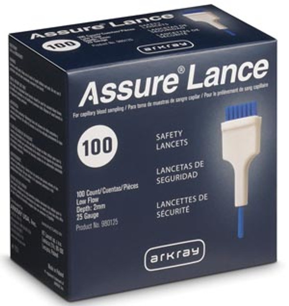 Arkray USA, Inc. ASSURE® 980125 Low Flow 25G Lancets x 2mm, 100/bx (US Only) , box