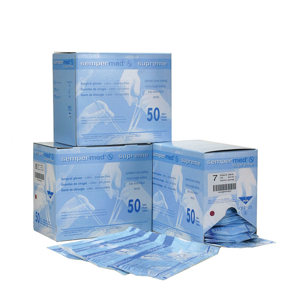 Harps USA, Inc. SPFP800 Surgical Glove, Latex, Powder Free (PF), Size 8, Sterile, Beaded Cuff, Micro-Rough Surface, Hand Specific, 50 pr/bx, 6 bx/cs , case