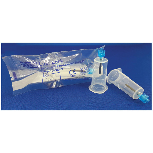 Exel Corporation 26532 Multi-Sample Holder with Pre-Attached Luer Lock Adapter, Sterile, 50/bx, 4 bx/cs (64 cs/plt) , case