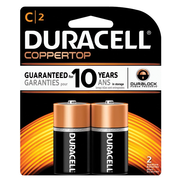 Duracell COPPERTOP® ALKALINE RETAIL BATTERY WITH DURALOCK POWER PRESERVE™ MN1400B2Z Battery, Alkaline, Size C, 2pk, 8 pk/bx, 6 bx/cs , case