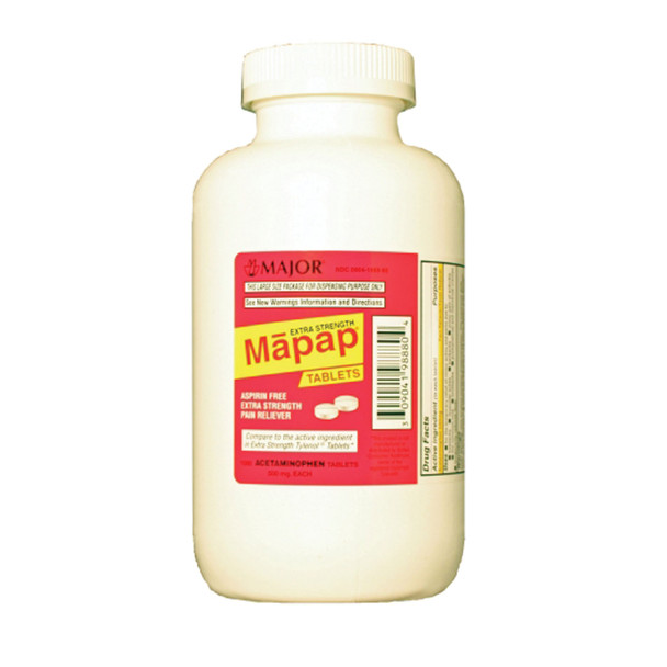 Major Pharmaceuticals 100442 Mapap, 500mg, 1000s, Compare to Tylenol®, NDC# 00904-6730-80 , each
