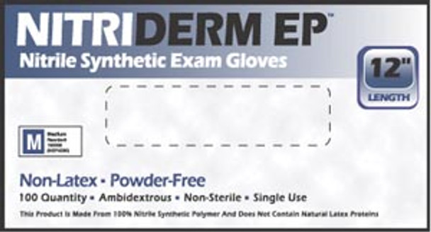 Innovative Healthcare Corp., Inc. NITRIDERM® 182200 Gloves, Exam, Nitrile, Medium, Chemo, Extended Cuff, Blue, Non-Sterile, Powder-Free (PF), Textured, 5.5 mil, 100/bx, 10 bx/cs (70 cs/plt) , case