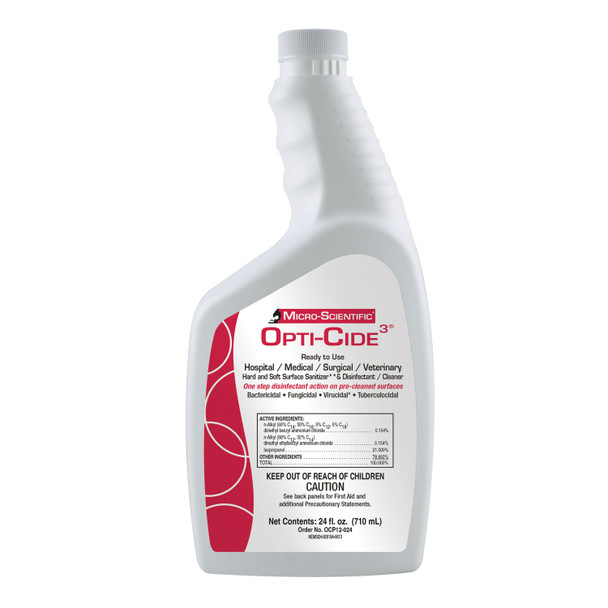 Micro-Scientific, USA OPTI-CIDE3® MOCP12-024 Opti-Cide3 Disinfectant, Pour Bottle with Flip Cap, 24 oz, 12/cs (60 cs/plt) (Contenental US Only) (Item is considered HAZMAT and cannot ship via Air or to AK, GU, HI, PR, VI) , case