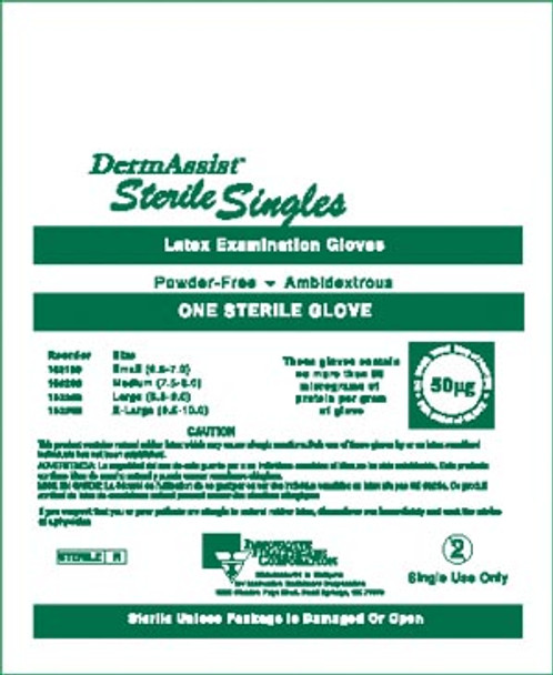 Innovative Healthcare Corp., Inc. DERMASSIST® 103200 Gloves, Exam, Medium (7½ - 8), Latex, Sterile, Powder-Free (PF), Singles, 100/bx, 4 bx/cs , case