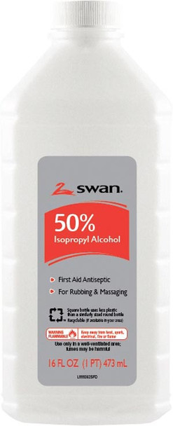Cumberland Swan/Vi-Jon, Inc. SWAN® 1000032295 Isopropyl Rubbing Alcohol, 50% ISO, 16 oz, 12/cs (86443) (US Only) (Item is considered HAZMAT and cannot ship via Air or to AK, GU, HI, PR, VI) , case