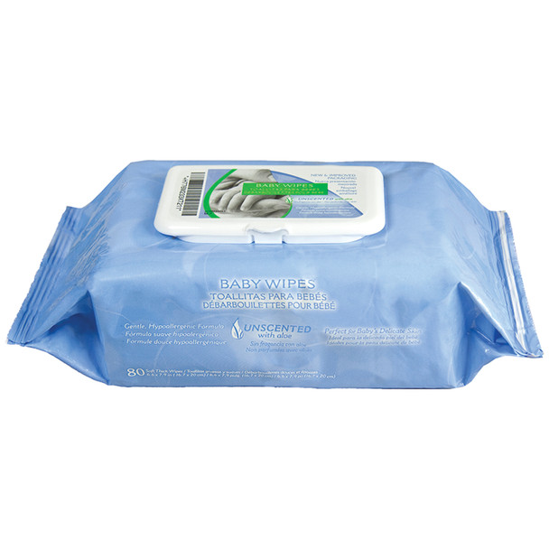 PDI - Professional Disposables, Intl. NICE-N-CLEAN® M233XT Baby Wipes (Unscented), 7in. x 8in., 80/pk, 12 pk/cs (60 cs/plt) (US Only) (Item is on Manufactuer Backorder w/no ETA of release date) , case