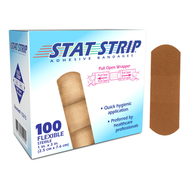 Dukal Corporation STAT STRIP™ 15215 Stat Strip® Adhesive Bandage, Lightweight, Flex, 1in. x 3in., 100/bx, 12 bx/cs , case