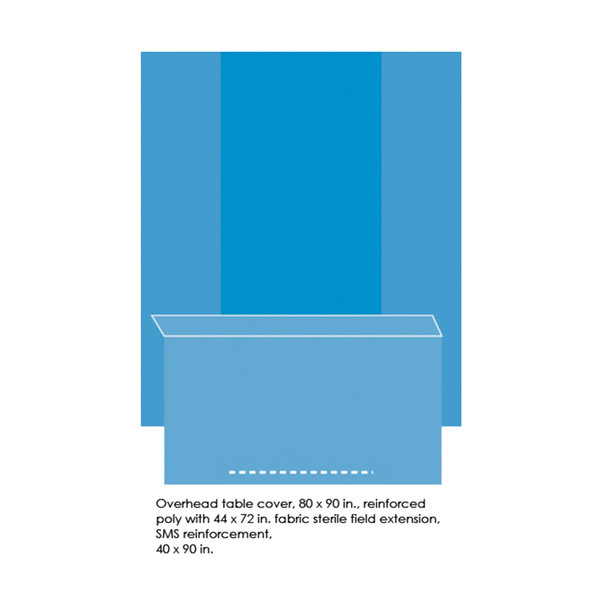 Cardinal Health HEALTH CONVERTORS® 9385 Cover, Table with Reinforced Back, Overhead, 80 x 90 with 44x 72 Fabric Sterile Field Extension, 12/cs (Continental US Only) , case