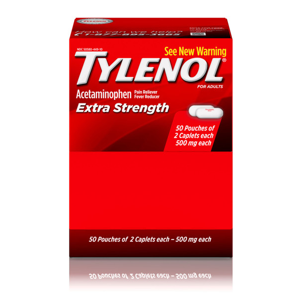 Kenvue TYLENOL® 044910 Tylenol® Extra Strength, Caplets, 2/pch, 50 pch/bx, 36 bx/cs (Continental US+HI Only) (Pricing Subject to Change without Prior Notification) , case