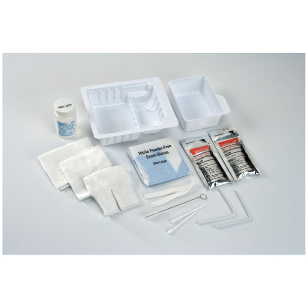Cardinal Health 47802 Standard Trach Care Tray, Bottle of Sterile Saline, Includes: (2) Blue Nitrile Gloves, (1) Trach Sponge, (2) Packs Hydrogen Peroxide, (1) Drape, No Removable Basin, 24/cs (Continental US Only) (Item on Manufacturer Backorder - I