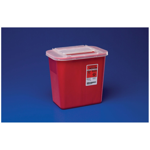 Cardinal Health 31142222 Container, 2 Gal, Red, Clear Lid, 10.1in.H x 7¼in.D x 8½in.W, 20/cs (28 cs/plt) (020583) (Continental US Only) , case