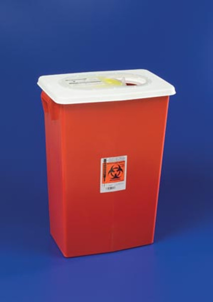 Cardinal Health 8938 Container, 18 Gal, Large Volume Red, Sliding Lid, 26in.H x 12¾in.D x 18¼in.W, 5/cs (14 cs/plt) (Continental US Only) , case