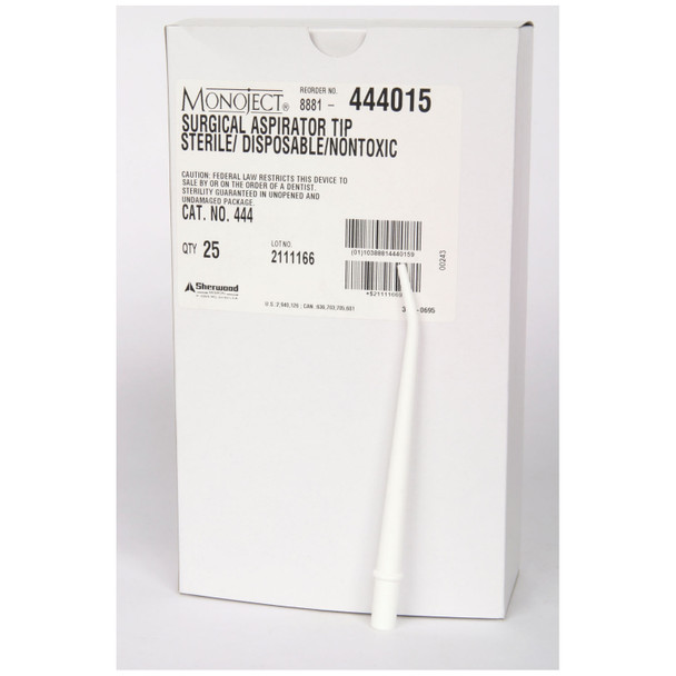 Cardinal Health HEALTH MONOJECT™ 8881444015 Surgical Aspiration Tip, Sterile, Opaque White, 25/bx, 4 bx/cs (Continental US Only) (Item on Manufacturer Backorder - Inventory Limited when Available) , case