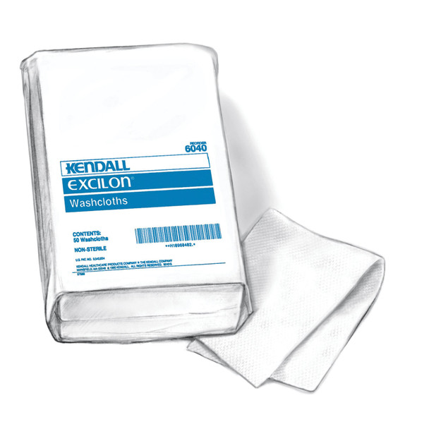 Cardinal Health HEALTH EXCILON™ 6040N Washcloth, Novonette Finish, White, 10\in. x 13\in., 50/bg, 12 bg/cs (Continental US Only) , case