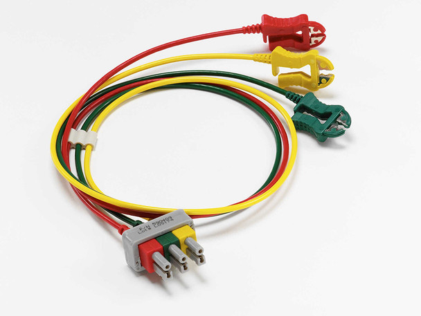 590411 Ivy Biomedical Systems ECG Lead Wires, Std, 3 Lead Set, IEC, 40", Grabber