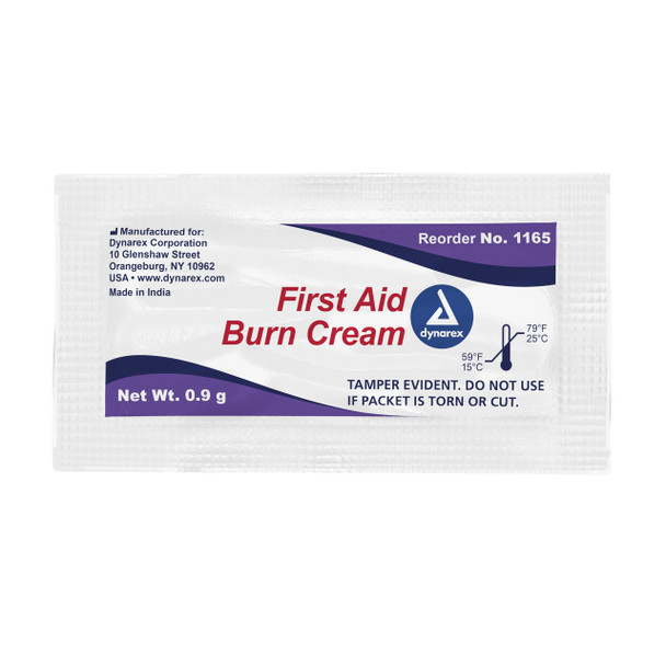 1165 Dynarex First Aid Burn Cream, 0.9g foil packet, 12/144/CA