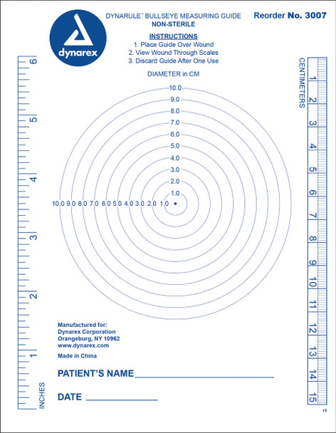 3007 Dynarex DynaRule Bullseye Measuring Guide, 250/Box, 5 Boxes/Case