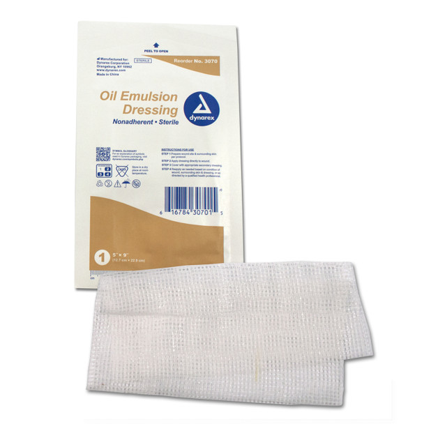 3070 Dynarex Oil Emulsion Dressing, 5" x 9", 12/Box, 6 Boxes/Case