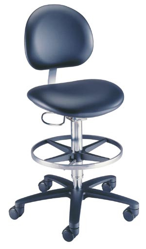 21521B Brewer Company Lab Stool, Pneumatic, Footring, Casters